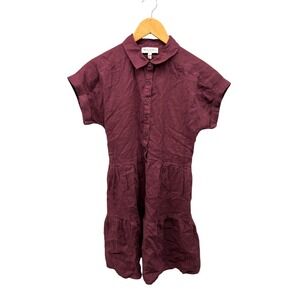 Michael Stars Linen-Blend Button Down Tiered‎ Mini Dress Women's XS